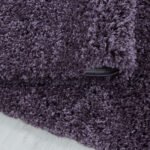 Hochflor Teppich,  Unicolor - Einfarbig, Farbe VIOLETT, Teppich für Wohnzimmer, Rücken aus Jute, Größe: 160 cm Rund - Afbeelding 3