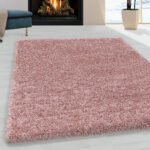 Hochflor Teppich,  Unicolor - Einfarbig, Farbe Rosa, Teppich für Wohnzimmer, Rücken aus Jute, Größe: 80 x 150 cm - Afbeelding 2