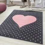 Kinder Teppich, Herz-Design, Farbe Pink, Teppich für Kinderzimmer, Rücken aus Jute, Größe: 80 x 150 cm - Afbeelding 2