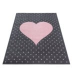 Kinder Teppich, Herz-Design, Farbe Pink, Teppich für Kinderzimmer, Rücken aus Jute, Größe: 80 x 150 cm - Afbeelding 3