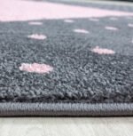 Kinder Teppich,  Herz-Design, Farbe Pink, Teppich für Kinderzimmer, Rücken aus Jute, Größe: 120 cm Rund - Afbeelding 2
