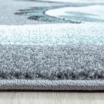 Kinder Teppich,  Dinosaurier Design, Farbe Blau, Teppich für Kinderzimmer, Rücken aus Jute, Größe: 160 cm x 230 cm - Afbeelding 4