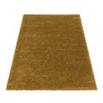 Hochflor Teppich,  Unicolor - Einfarbig, Farbe Gold, Teppich für Wohnzimmer, Rücken aus Jute, Größe: 300 cm x 400 cm - Afbeelding 3
