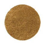 Hochflor Teppich,  Unicolor - Einfarbig, Farbe Gold, Teppich für Wohnzimmer, Rücken aus Jute, Größe: 80 cm Rund