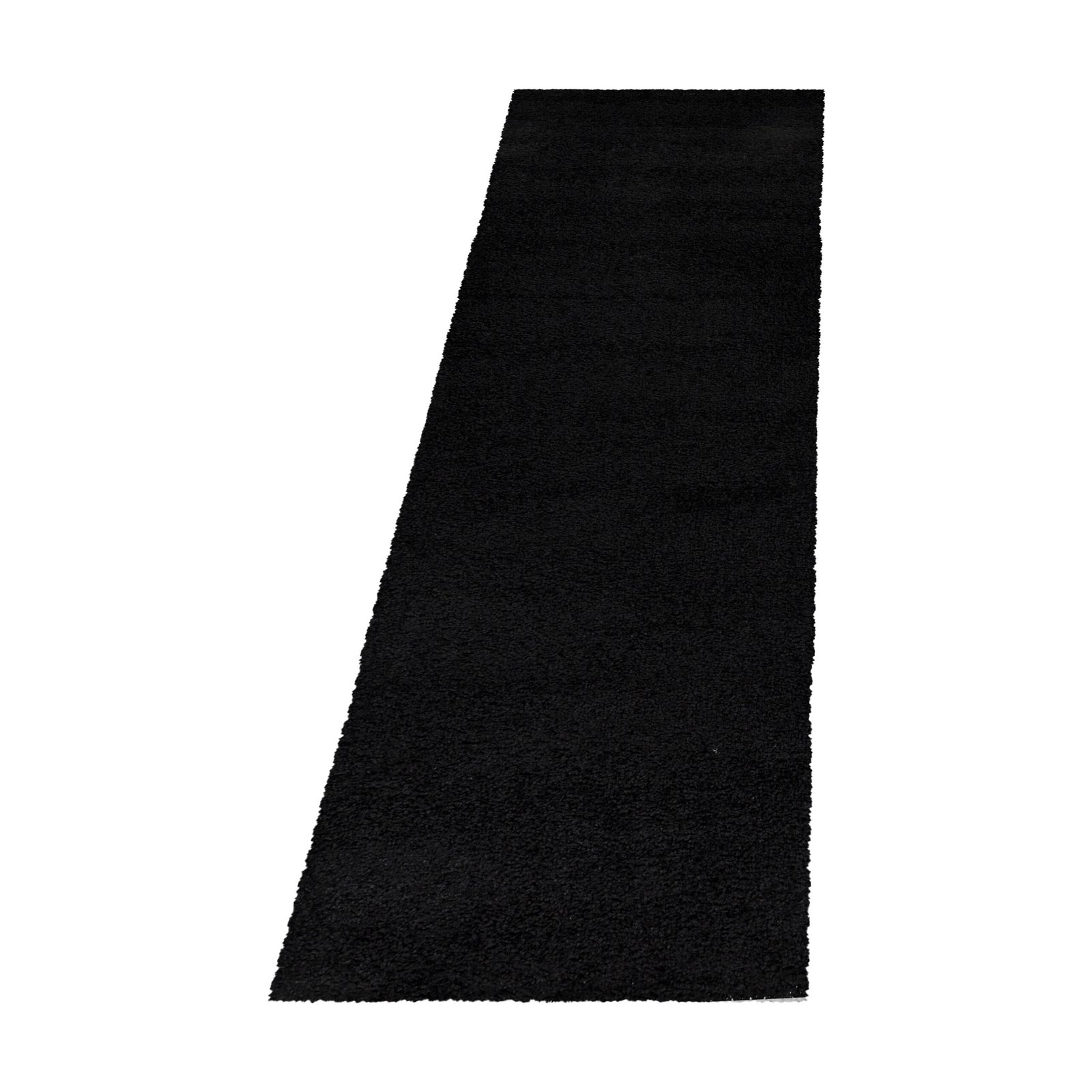 6066 Hochflor Teppich, Unicolor - Einfarbig, Farbe Schwarz, Teppich für Wohnzimmer, Rücken aus Jute, Größe: 80 x 250 cm - Afbeelding 1