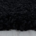 Hochflor Teppich,  Unicolor - Einfarbig, Farbe Schwarz, Teppich für Wohnzimmer, Rücken aus Jute, Größe: 80 x 250 cm - Afbeelding 2