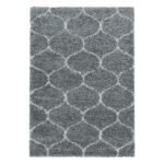 Hochflor Teppich,  Skandinavisches Design, Farbe Grau, Teppich für Wohnzimmer, Rücken aus Jute, Größe: 280 x 370 cm