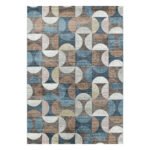 Kurzflor Teppich, Quadrate und Halbkreise Design, Farbe Braun, Teppich für Wohnzimmer, Rücken aus Jute, Größe: 160 cm x 230 cm