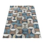 Kurzflor Teppich, Quadrate und Halbkreise Design, Farbe Braun, Teppich für Wohnzimmer, Rücken aus Jute, Größe: 160 cm x 230 cm - Afbeelding 3