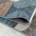 Kurzflor Teppich, Quadrate und Halbkreise Design, Farbe Braun, Teppich für Wohnzimmer, Rücken aus Jute, Größe: 160 cm x 230 cm - Afbeelding 5