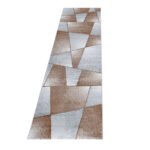 Kurzflor Teppich, Abstrakt Design, Farbe Kupfer, Teppich für Wohnzimmer, Rücken aus Jute, Größe: 80 x 250 cm