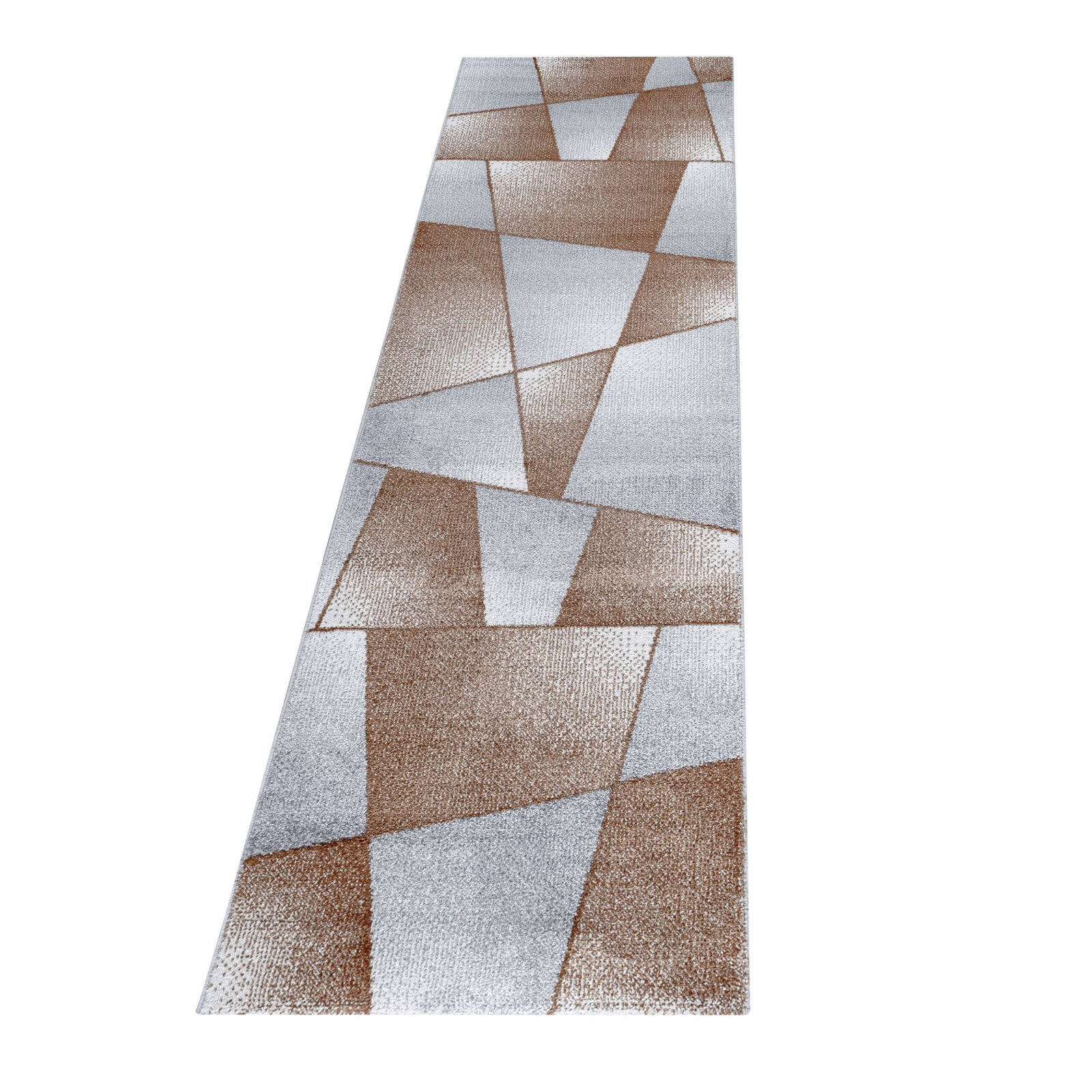 6282 Kurzflor Teppich, Abstrakt Design, Farbe Kupfer, Teppich für Wohnzimmer, Rücken aus Jute, Größe: 80 x 250 cm - Afbeelding 1