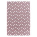 Kurzflor Teppich, Chevron-Design, Farbe Rosa, Teppich für Wohnzimmer, Rücken aus Jute, Größe: 140 x 200 cm