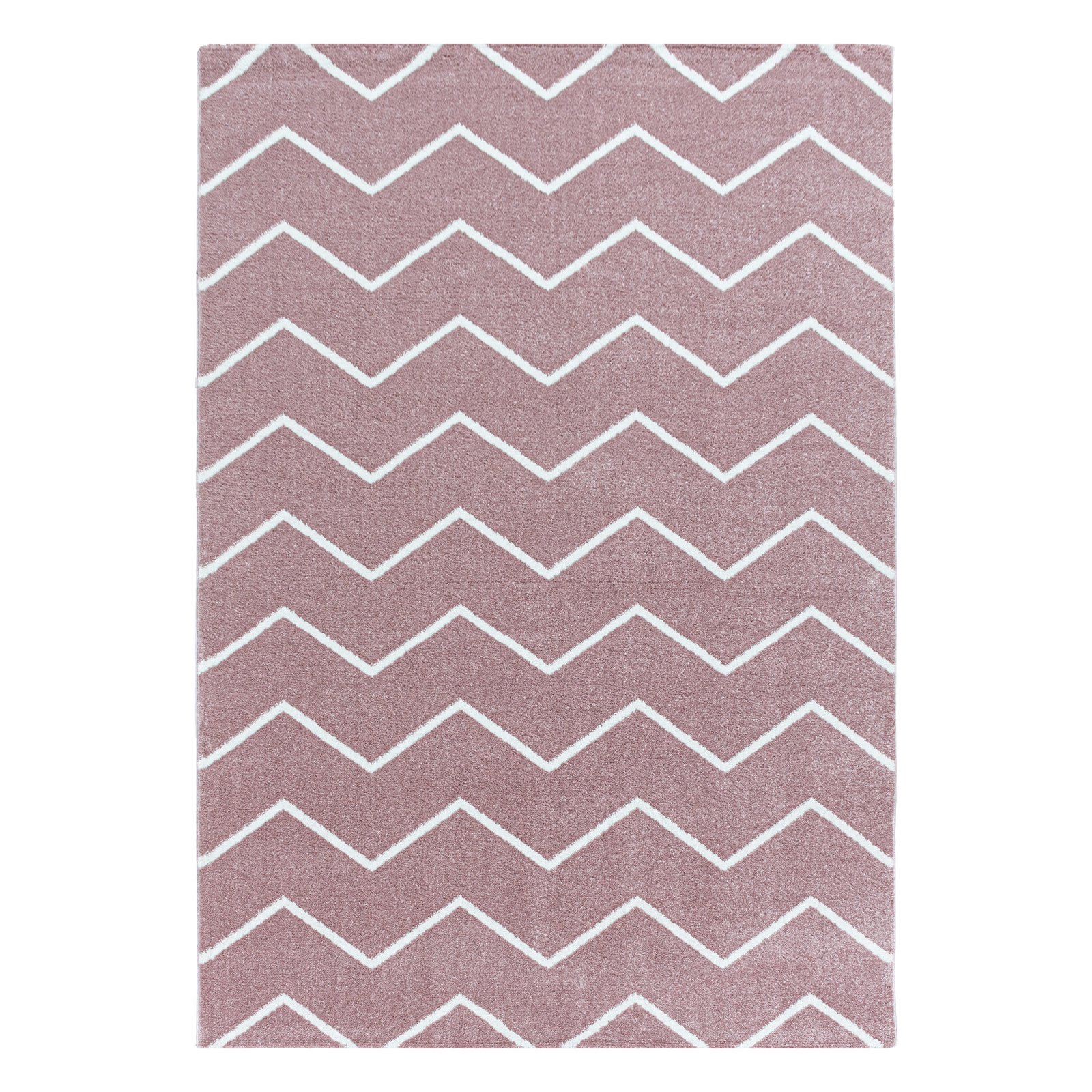 6286 Kurzflor Teppich, Chevron-Design, Farbe Rosa, Teppich für Wohnzimmer, Rücken aus Jute, Größe: 140 x 200 cm - Afbeelding 1