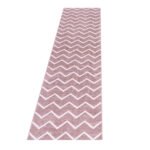 Kurzflor Teppich,  Chevron-Design, Farbe Rosa, Teppich für Wohnzimmer, Rücken aus Jute, Größe: 80 x 250 cm