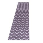 Kurzflor Teppich,  Chevron-Design, Farbe Violett, Teppich für Wohnzimmer, Rücken aus Jute, Größe: 80 x 250 cm