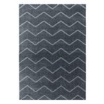 Kurzflor Teppich,  Chevron-Design, Farbe Grau, Teppich für Wohnzimmer, Rücken aus Jute, Größe: 140 x 200 cm