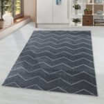 Kurzflor Teppich,  Chevron-Design, Farbe Grau, Teppich für Wohnzimmer, Rücken aus Jute, Größe: 140 x 200 cm - Afbeelding 2