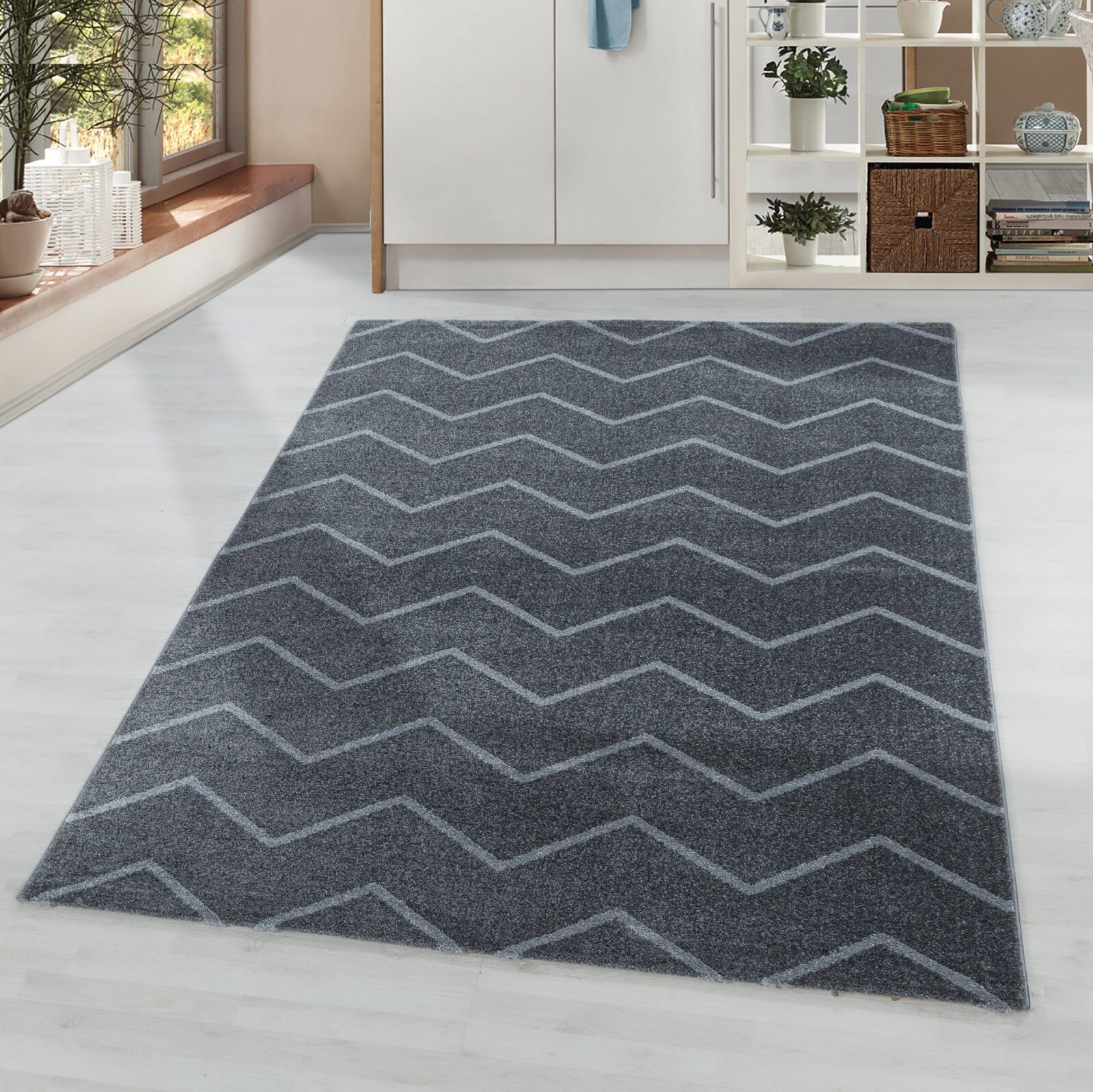 Rio Kortpolig vloerkleed Chevron – Grijs (4602)