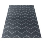 Kurzflor Teppich,  Chevron-Design, Farbe Grau, Teppich für Wohnzimmer, Rücken aus Jute, Größe: 140 x 200 cm - Afbeelding 3