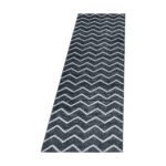 Kurzflor Teppich,  Chevron-Design, Farbe Grau, Teppich für Wohnzimmer, Rücken aus Jute, Größe: 80 x 250 cm