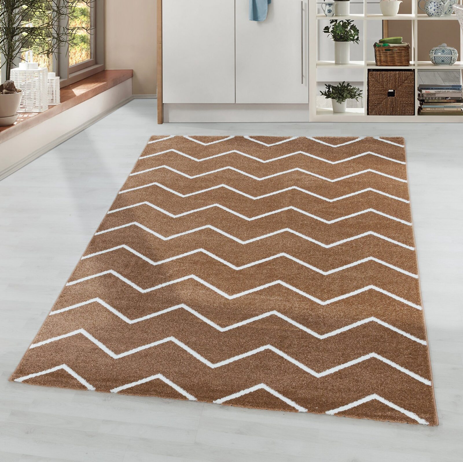 Rio Kortpolig vloerkleed Chevron – Koper (4602)