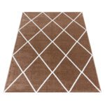 Kurzflor Teppich,  Chevron-Design, Farbe Kupfer, Teppich für Wohnzimmer, Rücken aus Jute, Größe: 140 x 200 cm - Afbeelding 3