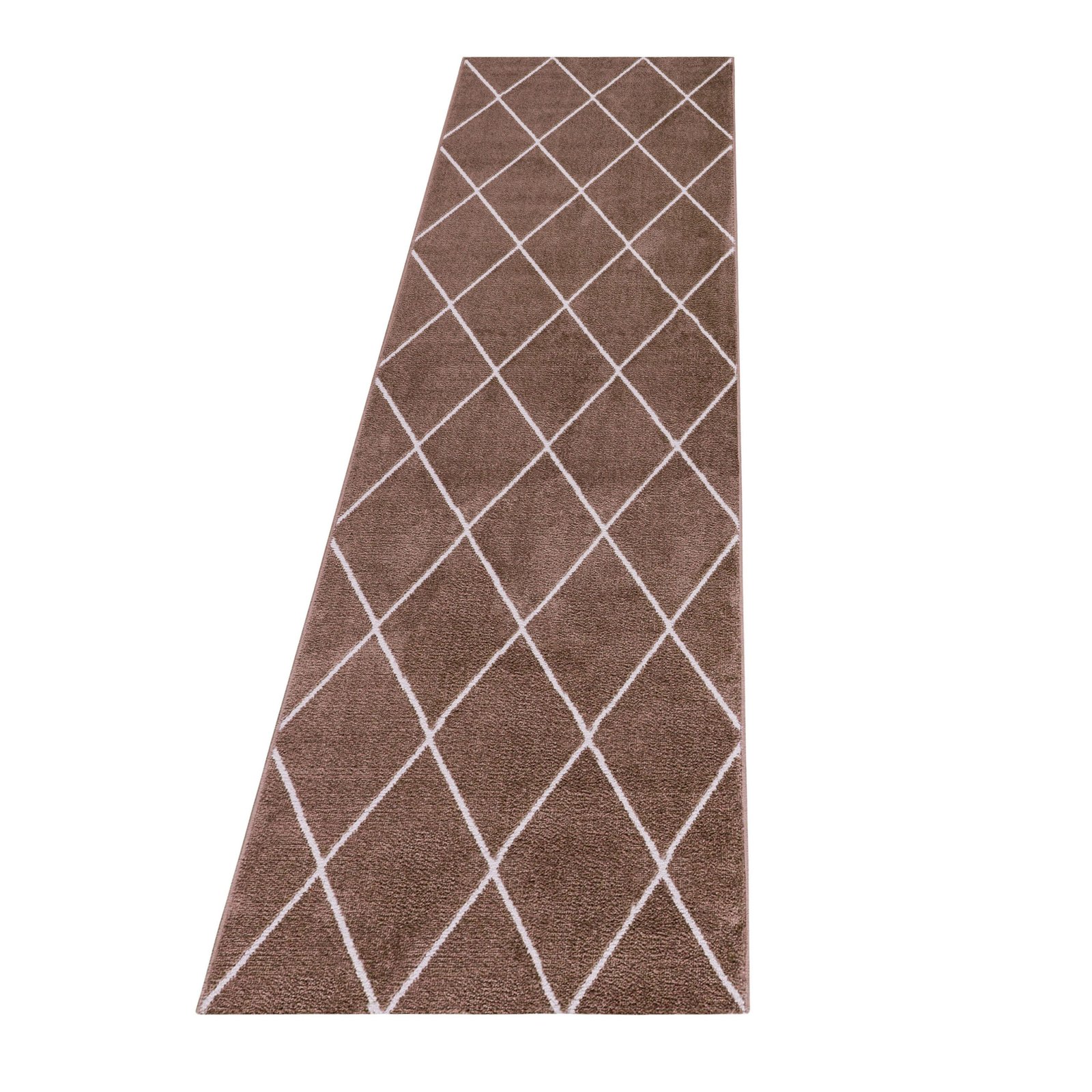 6316 Kurzflor Teppich, Chevron-Design, Farbe Kupfer, Teppich für Wohnzimmer, Rücken aus Jute, Größe: 80 x 250 cm - Afbeelding 1