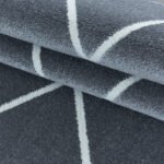 Kurzflor Teppich, Geometrisch Design, Farbe Silber, Teppich für Wohnzimmer, Rücken aus Jute, Größe: 80 x 150 cm - Afbeelding 6