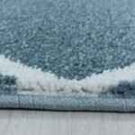 Kurzflor Teppich,  Geometrisch Design, Farbe Blau, Teppich für Wohnzimmer, Rücken aus Jute, Größe: 80 x 150 cm - Afbeelding 4