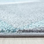 Kurzflor Teppich,  Geometrisch Design, Farbe Blau, Teppich für Wohnzimmer, Rücken aus Jute, Größe: 200 cm x 290 cm - Afbeelding 4