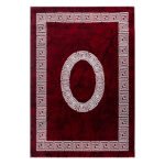 Kurzflor Teppich,  Mäander-Design, Farbe Rot, Teppich für Wohnzimmer, Rücken aus Jute, Größe: 140 x 200 cm