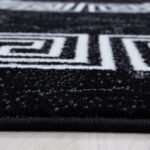 Kurzflor Teppich,  Mäander-Design, Farbe Schwarz, Teppich für Wohnzimmer, Rücken aus Jute, Größe: 120 cm x 170 cm - Afbeelding 4