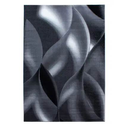 Plus Kortpolig vloerkleed Abstracte golven – Zwart (8008)