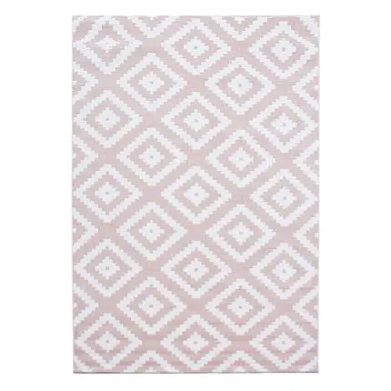 Plus Kortpolig vloerkleed Geometrisch – Roze (8005)
