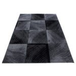 Kurzflor Teppich,  Kariert Design, Farbe Schwarz, Teppich für Wohnzimmer, Rücken aus Jute, Größe: 200 cm x 290 cm - Afbeelding 3