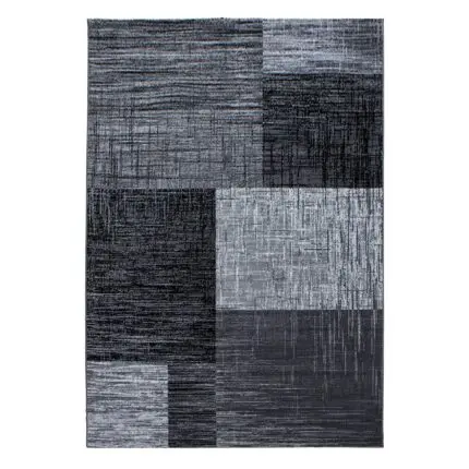 Plus Kortpolig vloerkleed Abstract geruit – Zwart (8001)