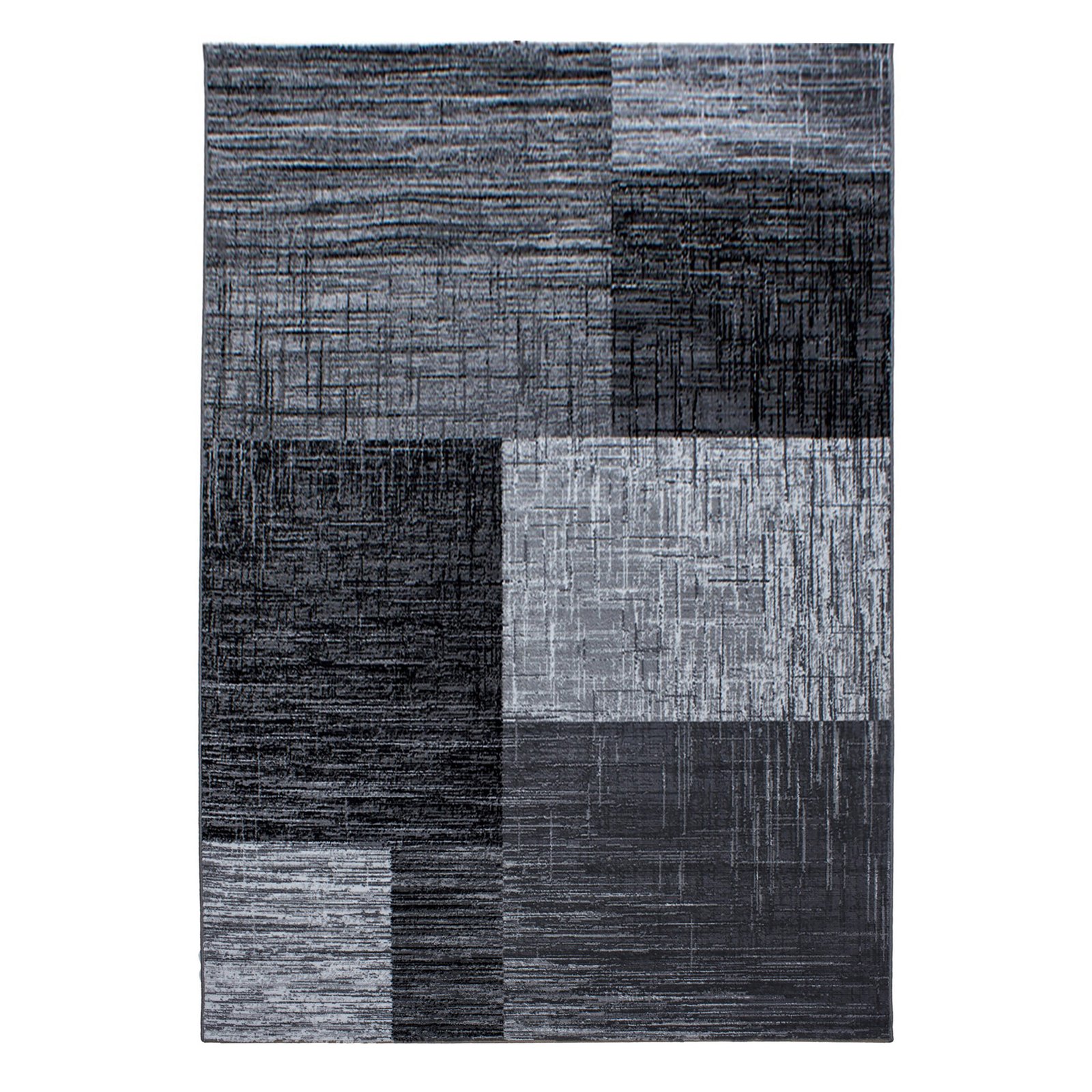 6620 Kurzflor Teppich, Abstrakt Kariert Design, Farbe Schwarz, Teppich für Wohnzimmer, Rücken aus Jute, Größe: 200 cm x 290 cm - Afbeelding 1