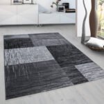 Kurzflor Teppich,  Abstrakt Kariert Design, Farbe Schwarz, Teppich für Wohnzimmer, Rücken aus Jute, Größe: 200 cm x 290 cm - Afbeelding 2