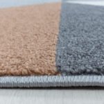 Kurzflor Teppich,  Geometrisch Design, Farbe Kupfer, Teppich für Wohnzimmer, Rücken aus Jute, Größe: 80 x 250 cm - Afbeelding 2