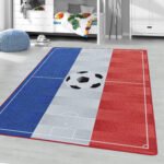 Kinder Teppich, Fußballstadion Frankreich, Farbe Weiß, Teppich für Kinderzimmer, Rücken aus Latex, Größe: 140 x 200 cm - Afbeelding 2