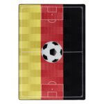 Kinder Teppich, Fußballstadion Deutschland, Farbe Rot, Teppich für Kinderzimmer, Rücken aus Latex, Größe: 80 x 120 cm