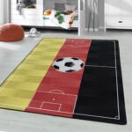 Kinder Teppich, Fußballstadion Deutschland, Farbe Rot, Teppich für Kinderzimmer, Rücken aus Latex, Größe: 80 x 120 cm - Afbeelding 2