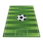 Kinder Teppich,  Fußballstadion, Farbe Grün, Teppich für Kinderzimmer, Rücken aus Latex, Größe: 120 cm x 170 cm - Afbeelding 3