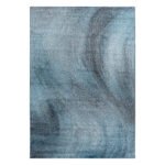 Kurzflor Teppich,  Abstrakt Wellen Design, Farbe Blau, Teppich für Wohnzimmer, Rücken aus Jute, Größe: 120 cm x 170 cm