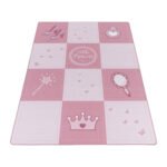 Kinder Teppich,  Prinzessin-Design, Farbe Pink, Teppich für Kinderzimmer, Rücken aus Latex, Größe: 100 cm x 150 cm - Afbeelding 3