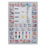 Kinder Teppich,  Alphabet - Buchstaben - Zahlen - Tiere, Farbe Grau, Teppich für Kinderzimmer, Rücken aus Latex, Größe: 160 cm x 230 cm