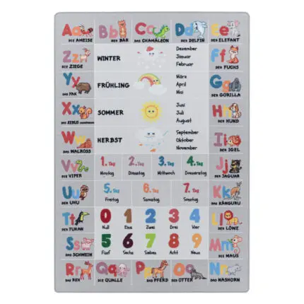 Play Kindervloerkleed Letters, cijfers en dieren – Grijs (2904)
