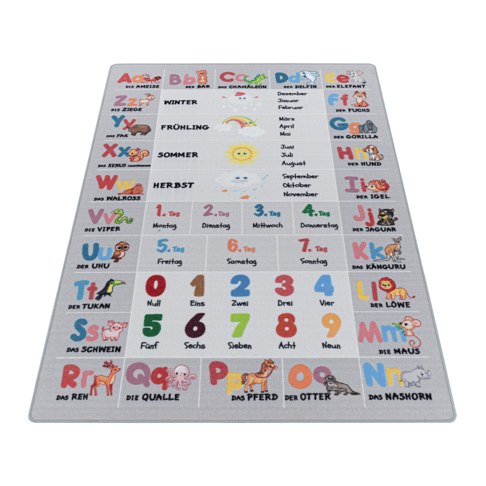 Play Kindervloerkleed Letters, cijfers en dieren – Grijs (2904)