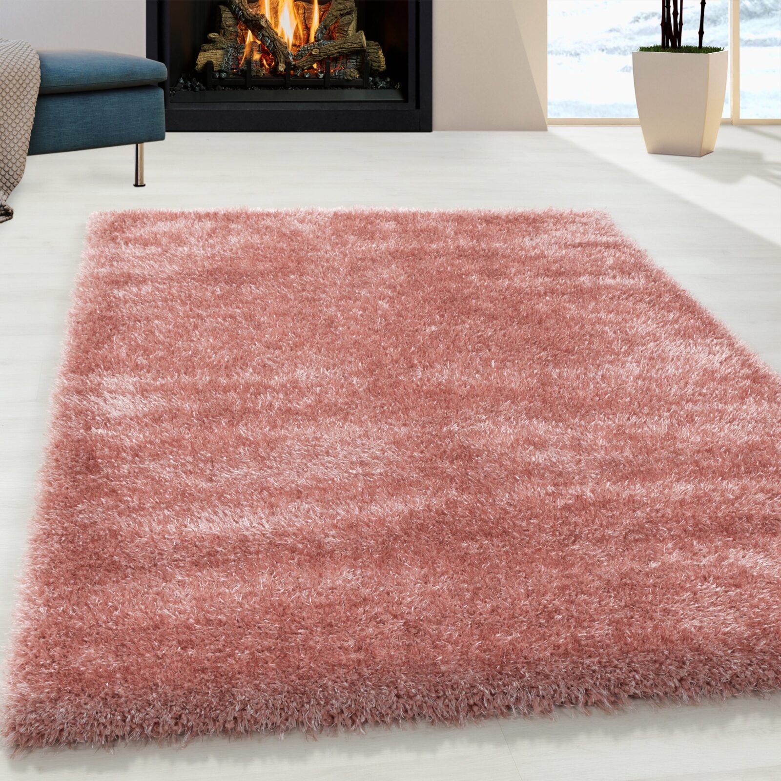 Brilliant Hoogpolig vloerkleed Effen – Oudroze (4200)